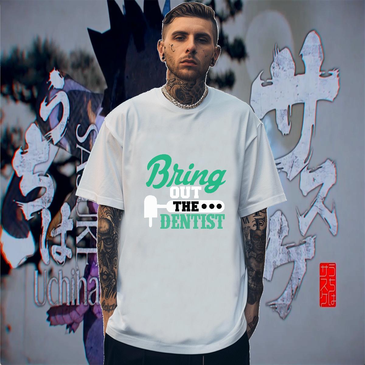 Soft Men Clothes T-Shirt Beach 230g Pure Cotton Customized Print O-Neck Short Sleeve Denstist Mens T Shirts Casual New Tops Shirt