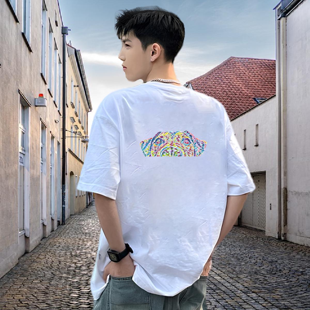 Casual New Men Tops Tees dog Street Wear 230g Cotton Clothes Crew Neck Breathable Soft T-Shirts Customized Print