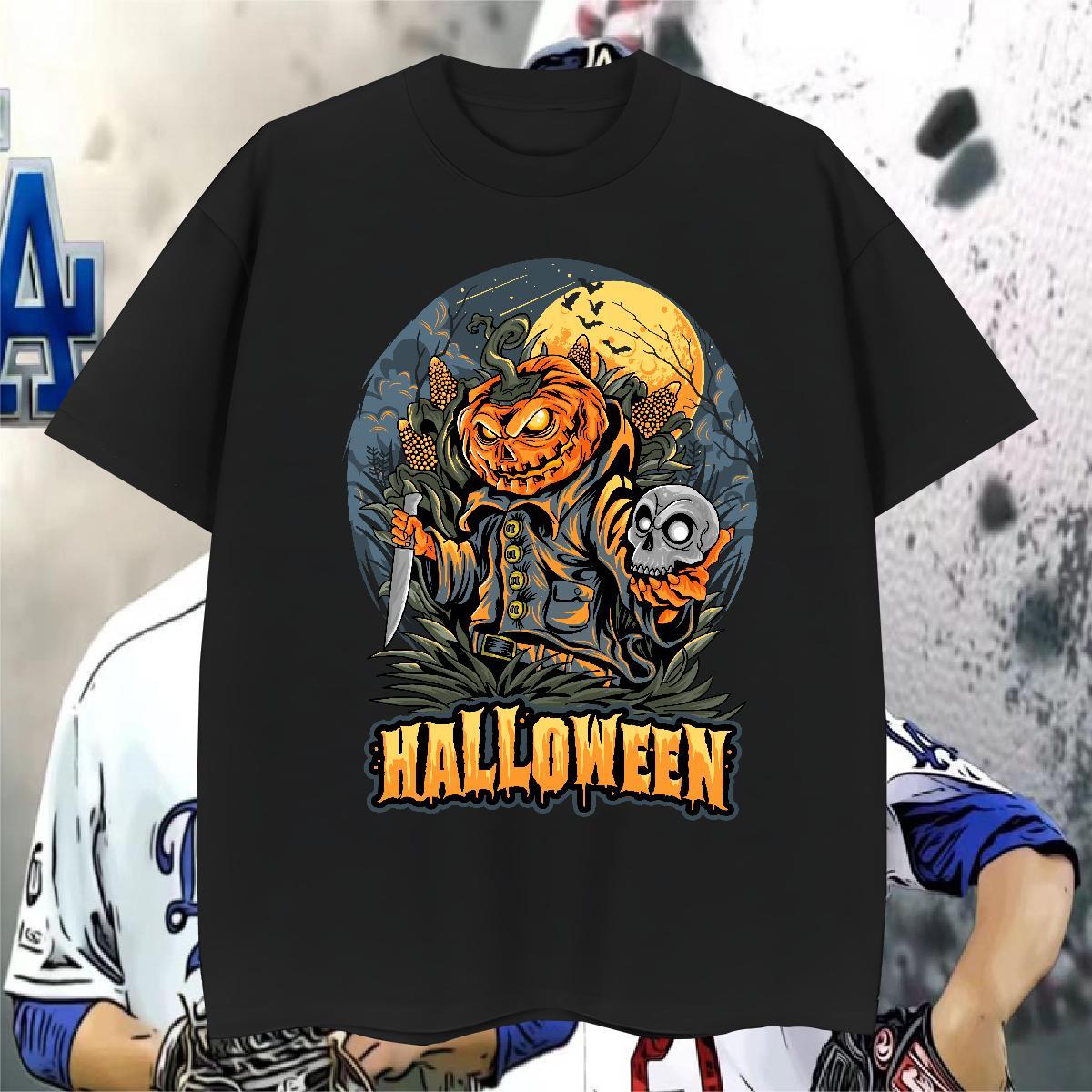 Fashion Design Men Tees pumpkin Sports Casual 230g Cotton Polos Pure Cotton Wholesale T-Shirts DIY Printed