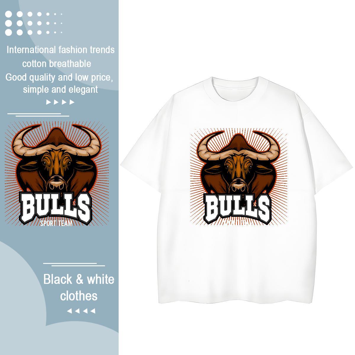 Soft T Shirts Men bull Breathable Short Sleeve Daily Outfit Custom Big Size 230g Cotton Men Tees Casual New Wear