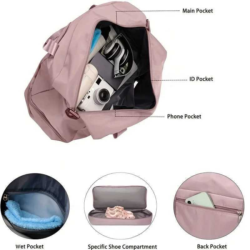 Expandable Travel Duffle Bag for Women Sports Handbag Fitness Bag Large Capacity One Shoulder Weekend Overnight Bag CL240820