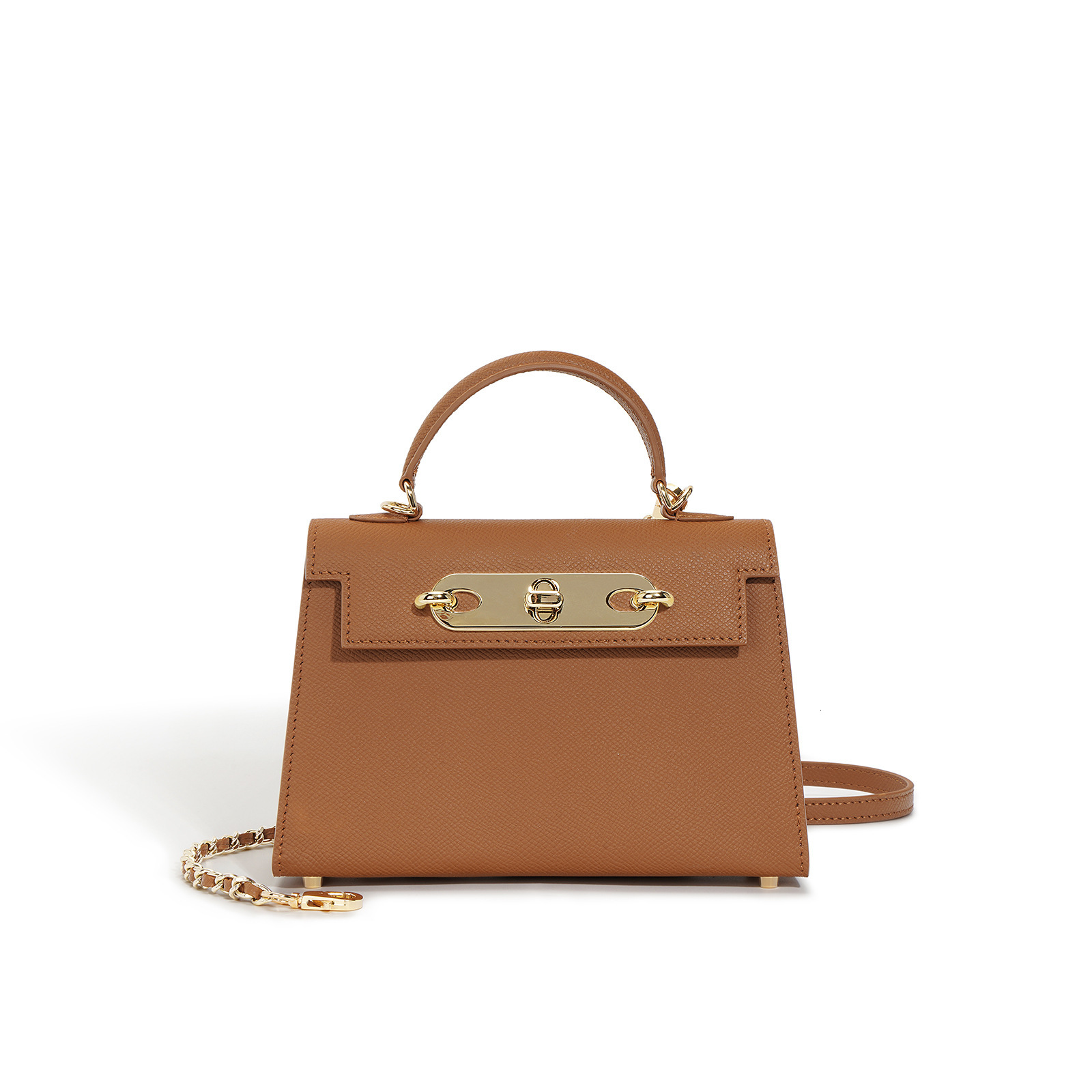 Designer Totes Versatile Cowhide Crossbody: Elegant Chain Bag Small Square Flap Commuter Handbag - Lightweight For Daily Use