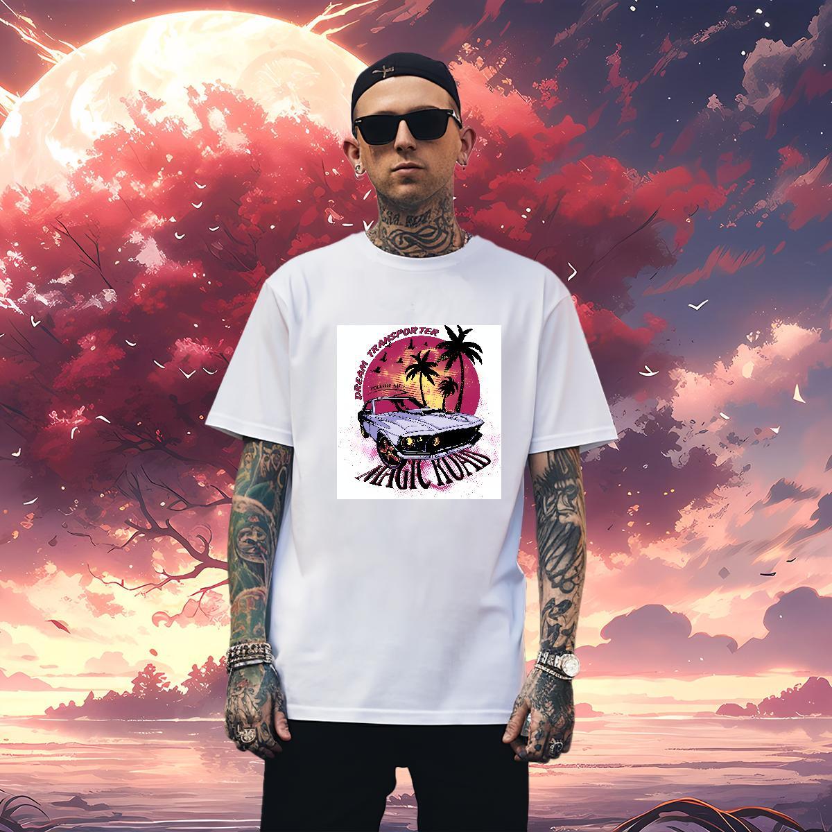 Soft beach T-Shirts High Street Hip Hop Tshirts 230g 100% Cotton Designer Breathable Crew Neck White Plus Size Tops