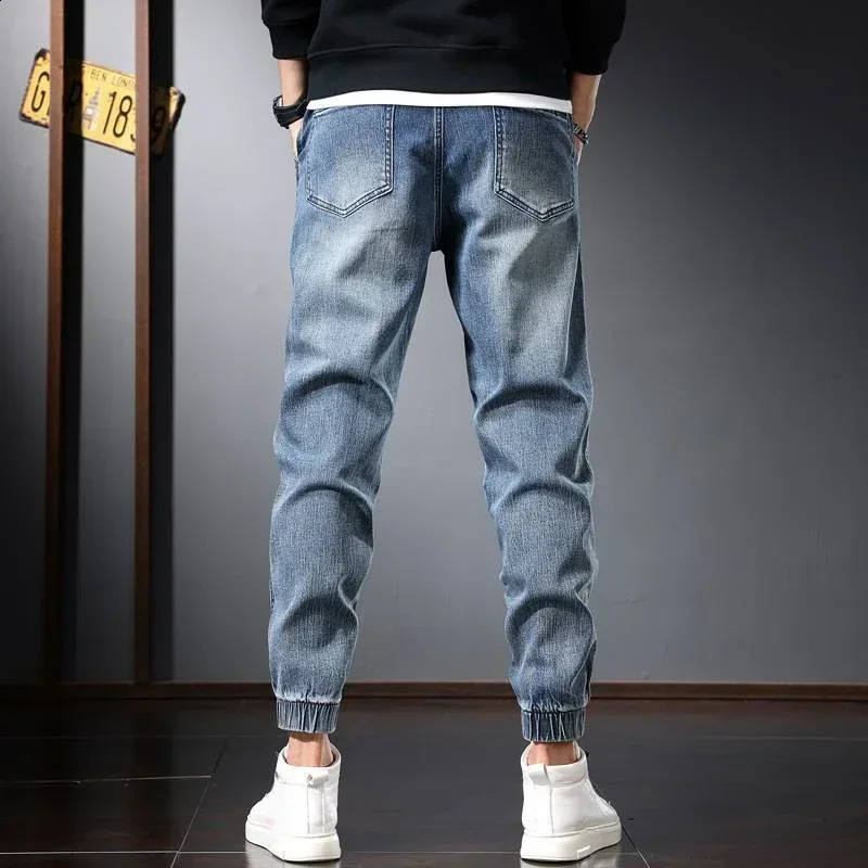 Trousers Harem Spliced Male Cowboy Pants Jeans for Men Cargo Harajuku Baggy Stacked Buggy Summer Original Denim Korean Style Xs 240819