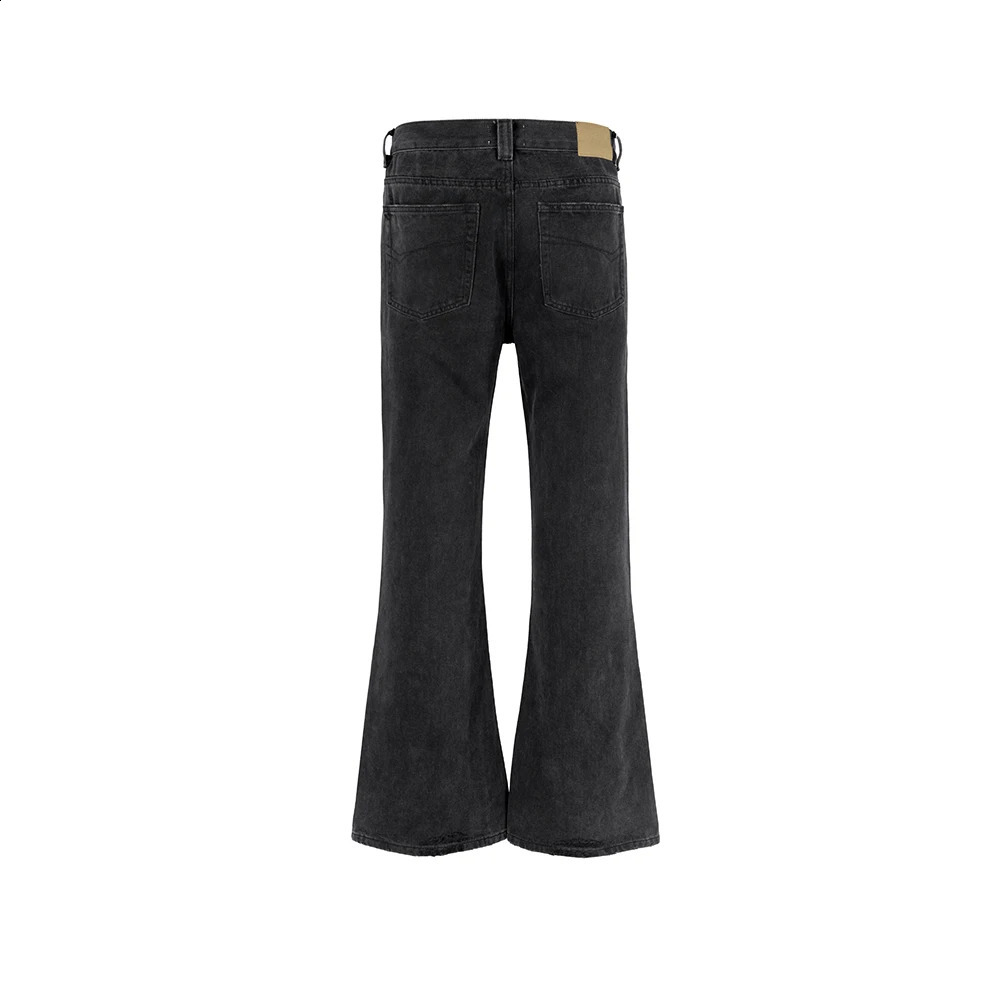 High Street Washed Vintage Black Flare Jeans Pants for Men Straight Baggy Y2K Casual Denim Trousers Unisex Oversized Loose Cargo 240819