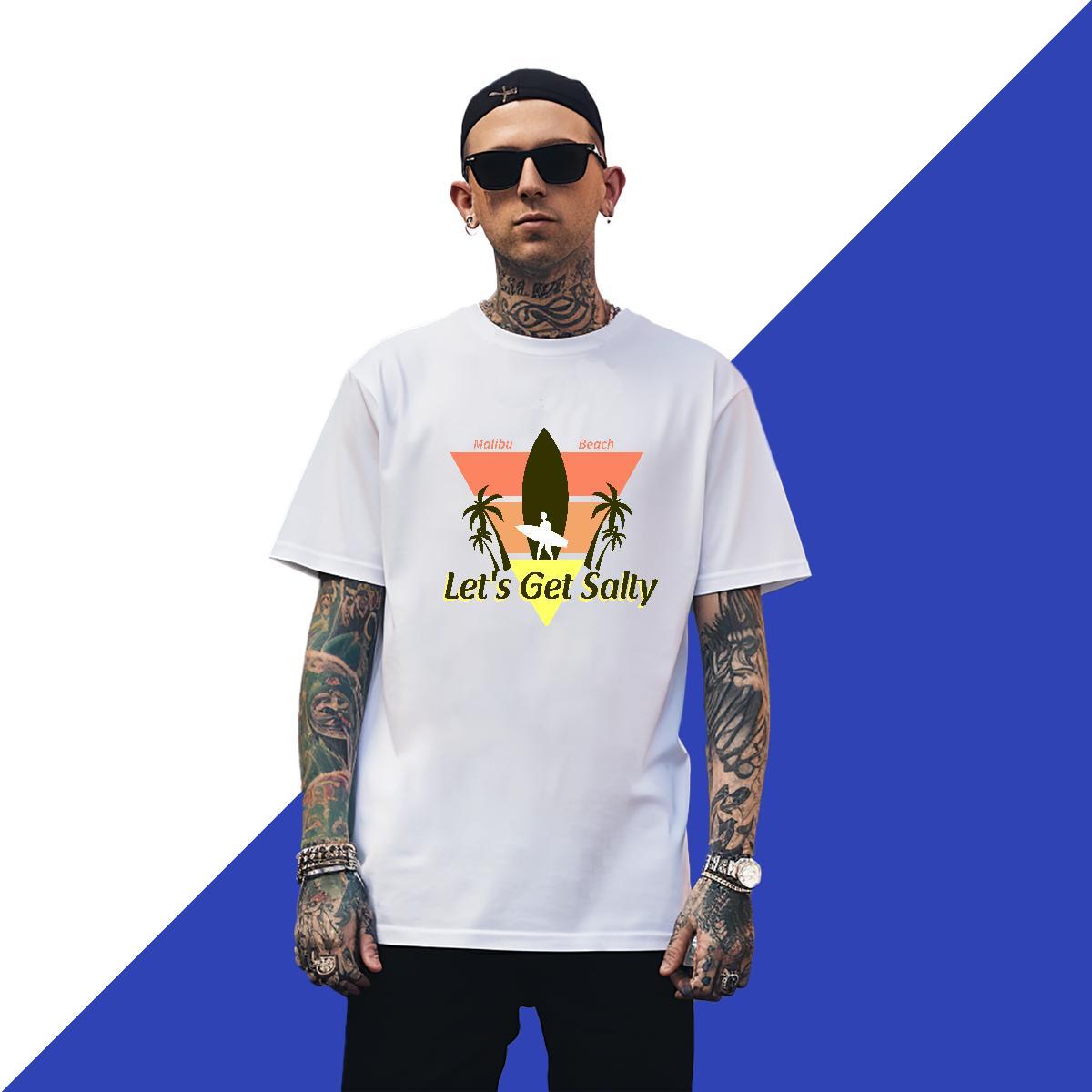 Popular Men Clothes T-Shirt Spring Summer 230g 100% Cotton Cartoon Print Breathable Short Sleeve beach Mens T Shirts Fashion Tees