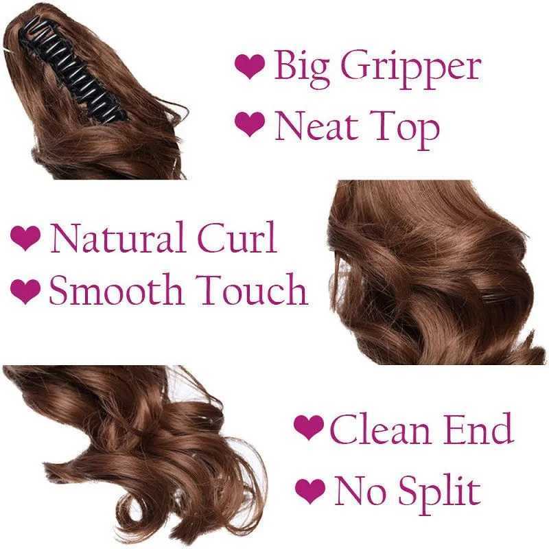 Wigsin 10 inch synthetic short curly ponytail claw clip hair extension cute female hair clip W240817