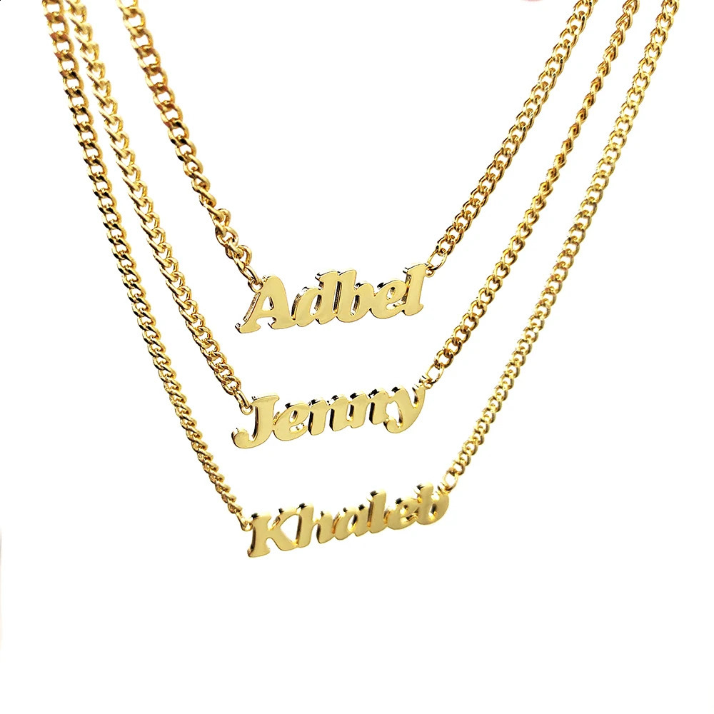 Cuban personalized name necklace with three names stainless steel threelayer 240812