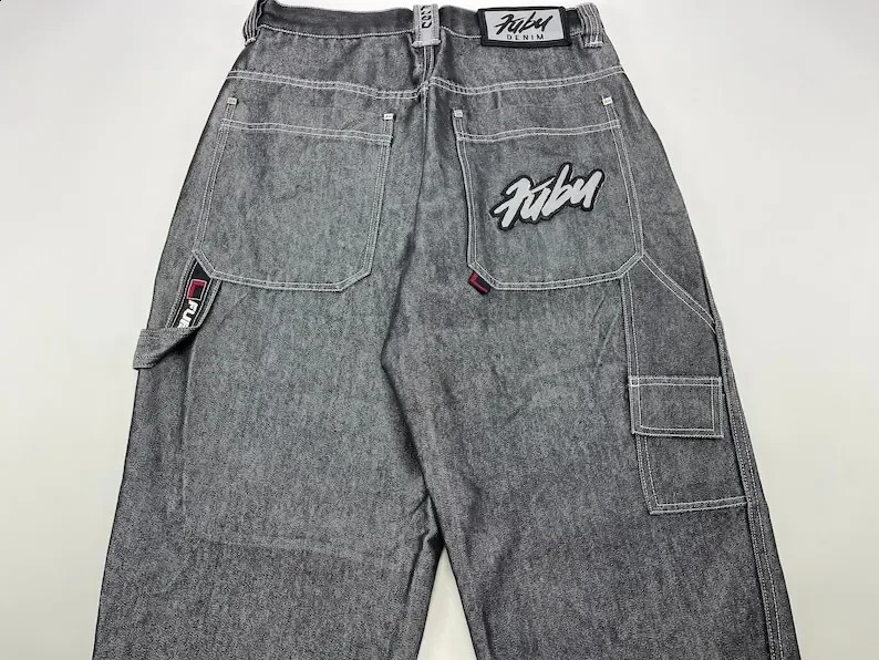 jeans retro loose men Harajuku women hiphop rock fashion streetwear Trousers High Street Waist wide leg 240819