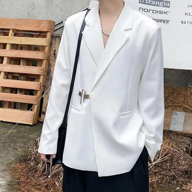 Autumn Korean white suit mens personalized metal button n version Internet highend 240819