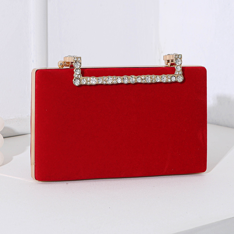 New fashionable and stylish design with diamond inlaid women, hand-held for banquet dress, crossbody small square bag
