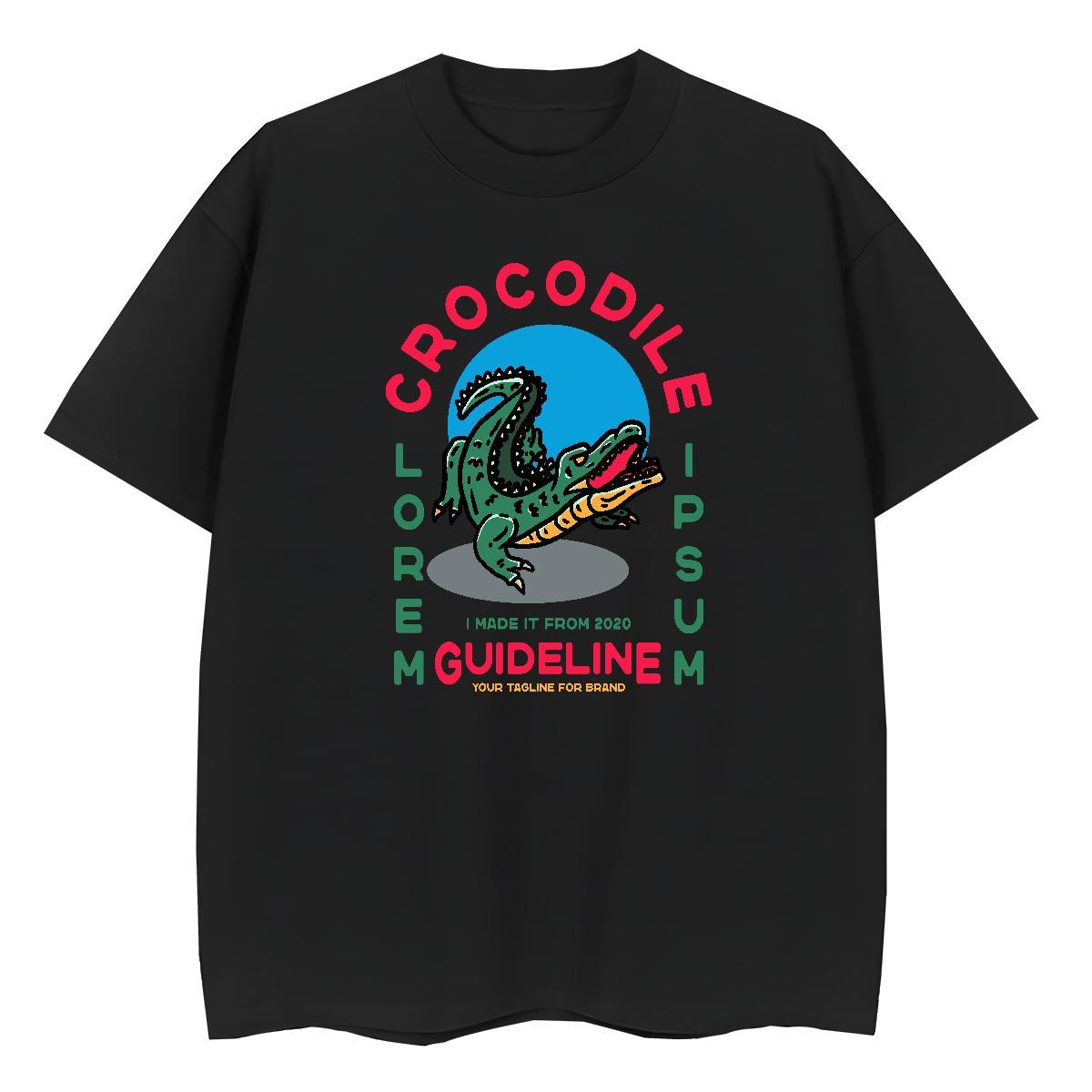 DIY Customized Tshirts crocodile Spring Summer 230g 100% Cotton Tee Shirt Breathable Crew Neck Soft Men T Shirts DIY Anime