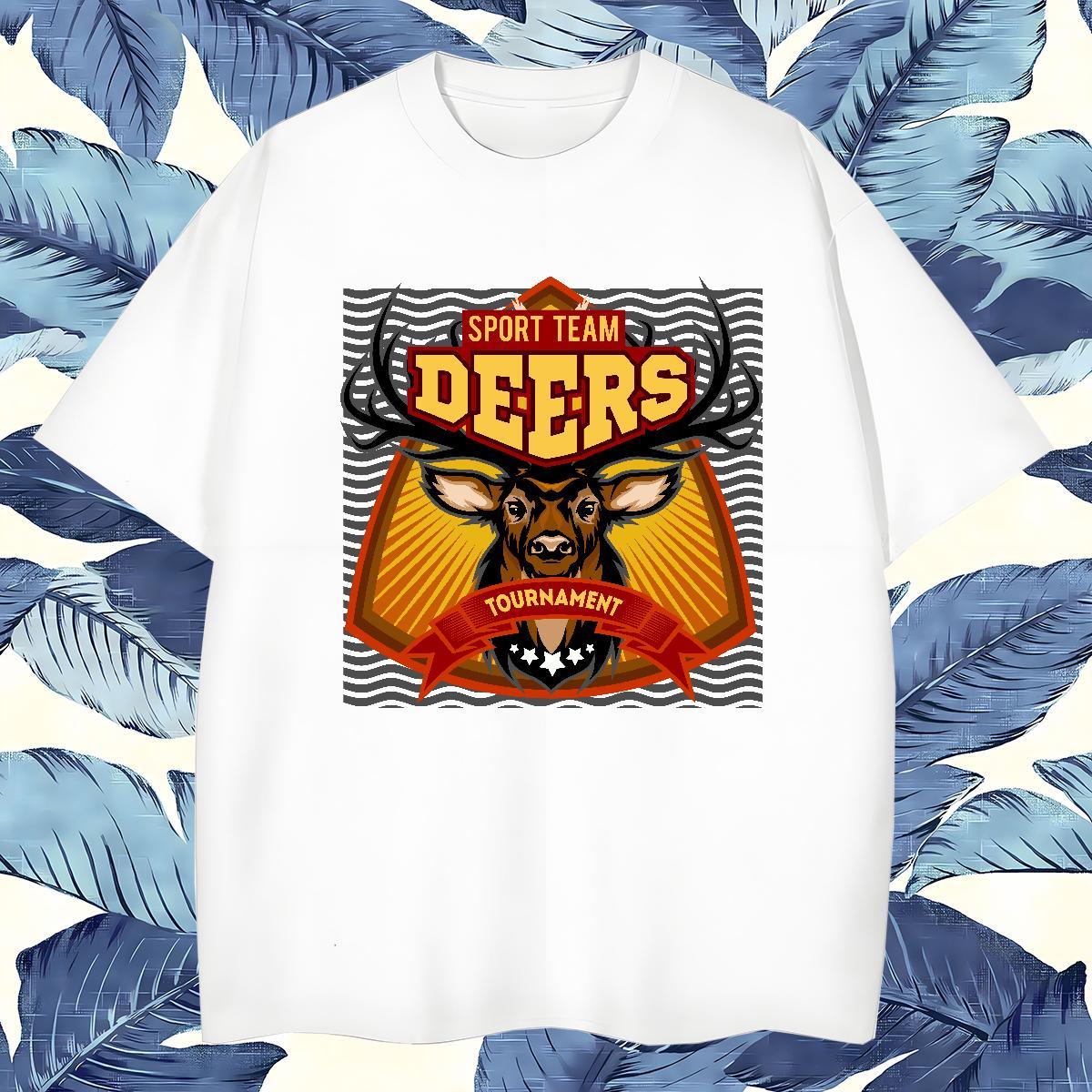 New Arrival Men Tops Tees deer Summer Casual 230g Cotton Tee Shirt Breathable Short Sleeve Designer T shirt DIY Logo Oversized