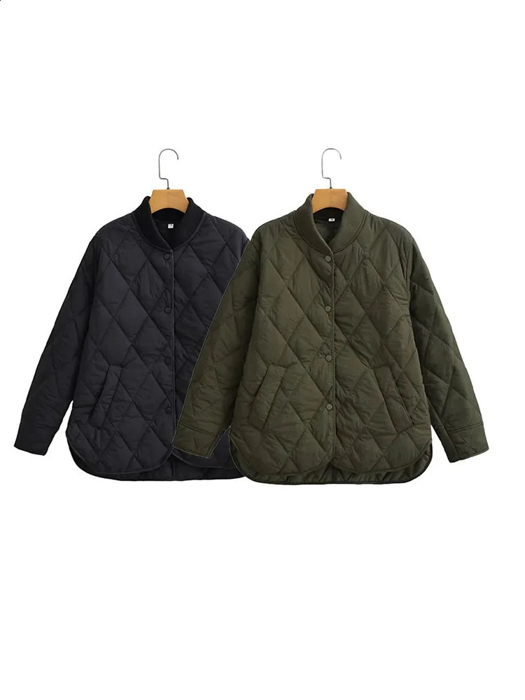 ZADATA Winter womens casual versatile solid color loose long-sleeved O-neck solid color warm jacket 240819