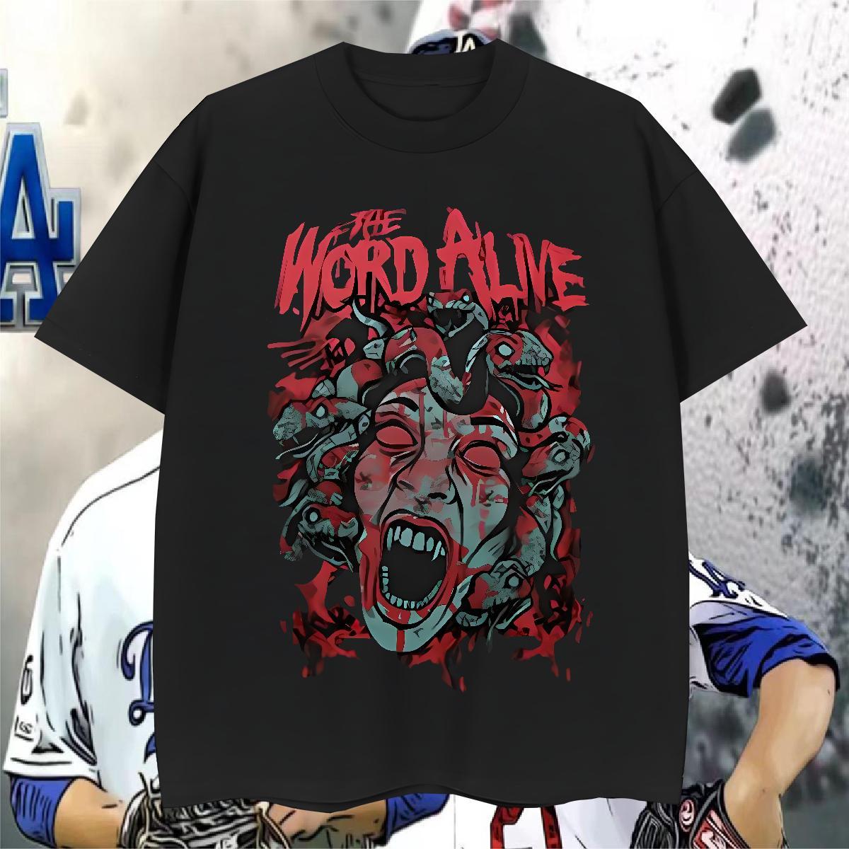 T shirt 230g Pure Cotton scary Home Outdoor Short Sleeve Soft Cartoon Printing L-4XL Men Tshirts Factory Direct TOP Quality Tees Shirts