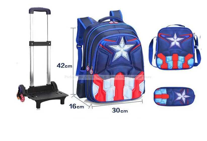 School Troilley Bag Set for boys School Trolley Backpack Set Lunch Bag School Wheeled Backpack for boys School Bookbag Rucksacks Y240820