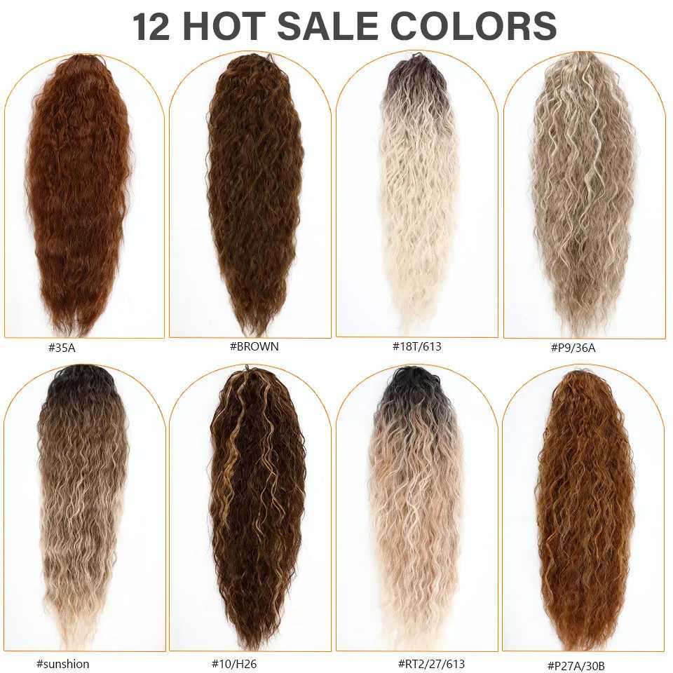 26 wavy ponytail hair extension combined with long wavy brushed clip hair extension heat-resistant fiber ponytail wig W240817