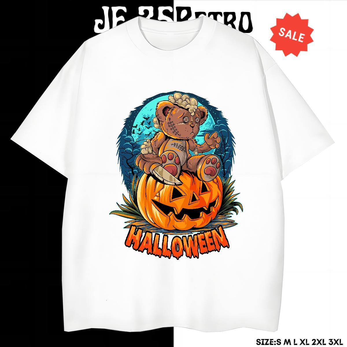 Soft T Shirts Men halloween Crew Neck Breathable Anime Printing Street White Plus Size 230g 100% Cotton Men Tees Fashion New Top Tees