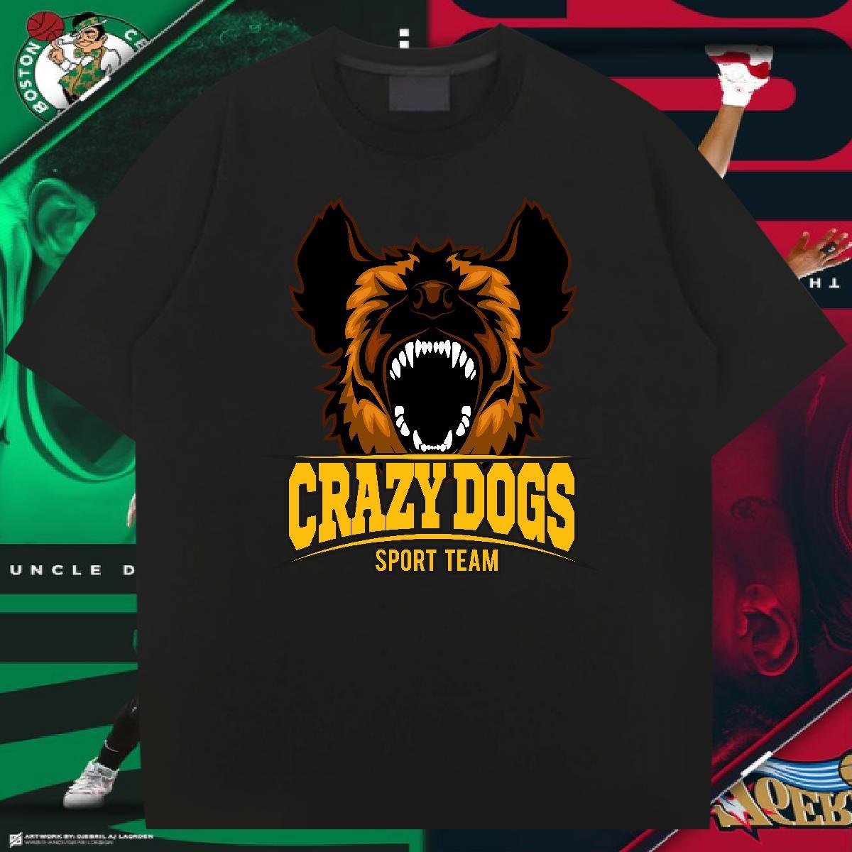 Cool T Shirts Men crazy dog Breathable Crew Neck Summer Casual Black Oversized 100% Cotton 230g Men Tees 2024 Tees Shirts