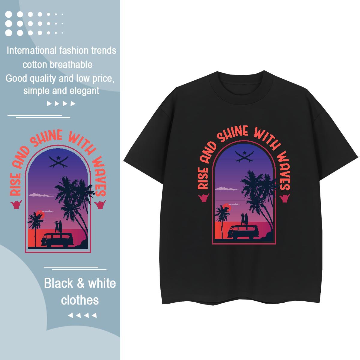 Custom Women Tees Sport Breathable Crew Neck Tee Shirt Soft 230g Cotton tree Black White T Shirts Women