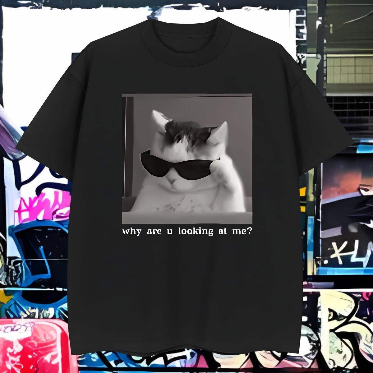 Fashion Design Men Tshirts cat Summer Casual 230g Pure Cotton Tops O-Neck Short Sleeve Cool T shirt Custom Cartoon