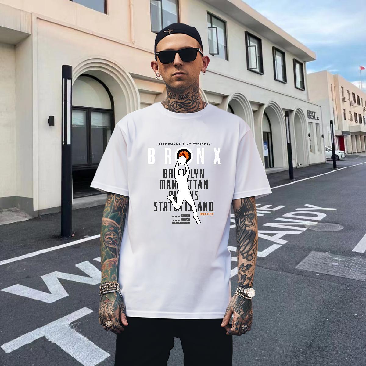 Classic Men Tops Tees Street wear Hip Hop 100% Cotton 230g Cartoon Print Breathable Crew Neck basketball T shirt Fashion Casual Tops Shirt