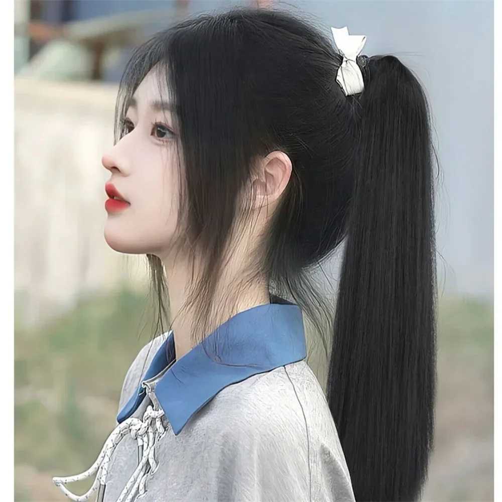 50cm wig ponytail hair extension natural womens long vacation claw clip straight piece womens dopamine wig braided W240817