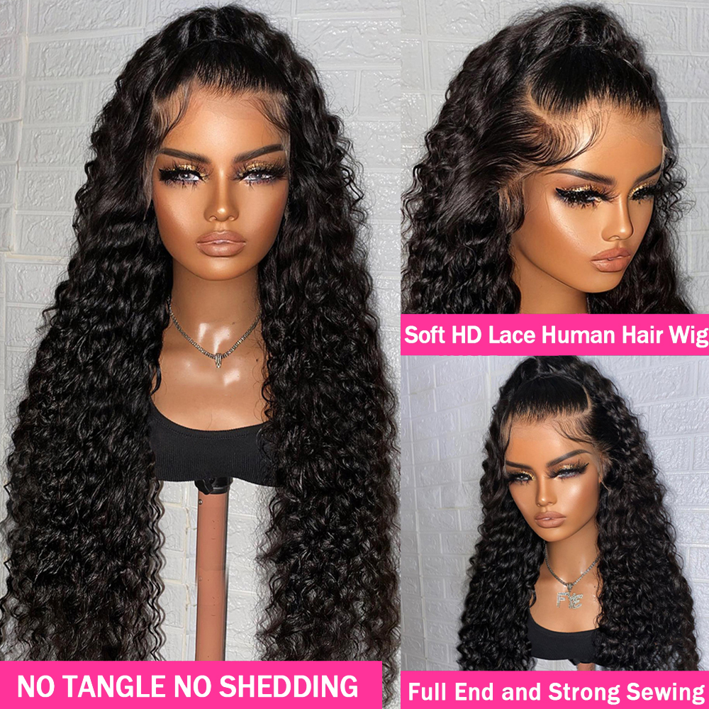 32 Inch Loose Deep Wave Frontal Wig Transparent 13x4 HD Lace Frontal Human Hair Wigs Curly Wig For Women