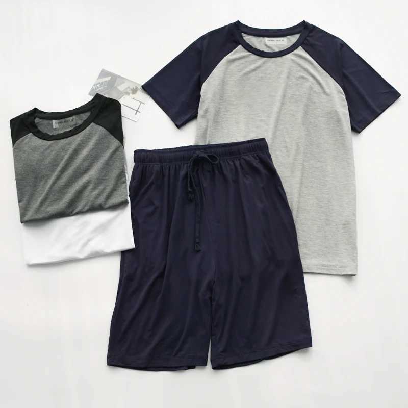 Modal Summer Pajamas for Men Thin Section loose short sleeved pajamas can be worn in outdoor sportswear family service clothing mens pajamasW240719