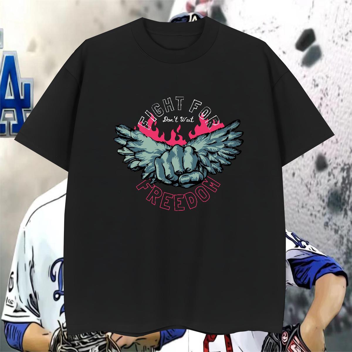 Man T Shirts 230g Cotton wing Hip Hop Street Breathable Soft Plus Size Custom Men Tees Designer Unisex Tops Tees