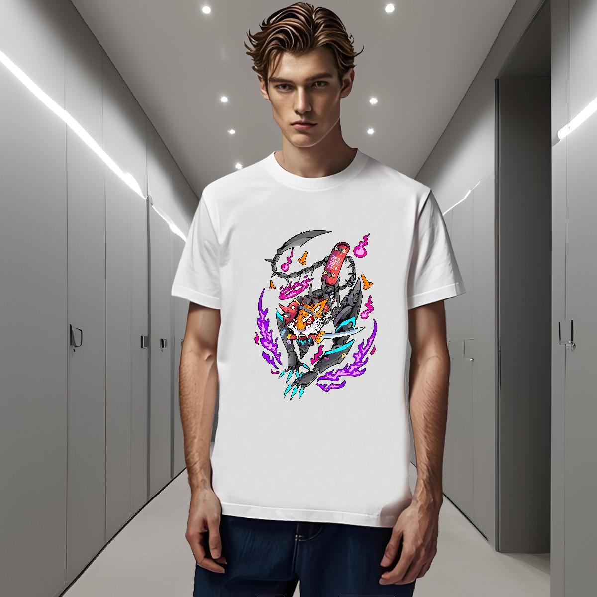 Men T Shirts 230g Cotton cartoon Hip Hop Street O Neck Short Sleeves Oversized Men Tshirts Classic Casual Cool Top Tees