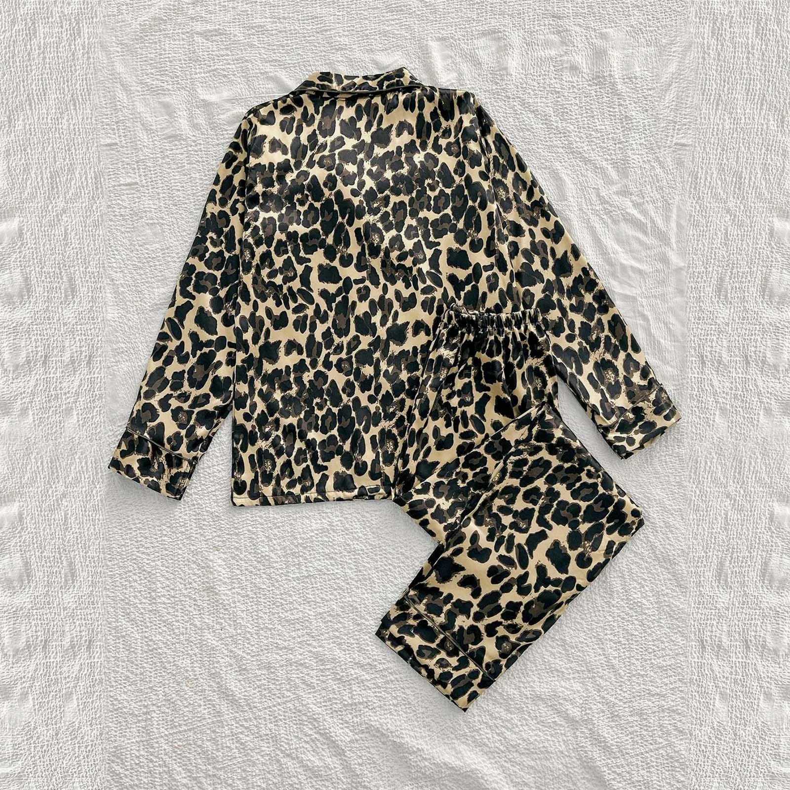 Womens Pajama Printed Set Long Sleeve Button Down Pajama Soft Set Womens PajamaW240719