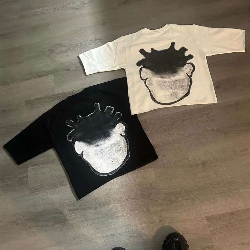 Y2k oversized cartoon pattern Tshirt hiphop Harajuku street twear fashionable womens casual round neck Gothic short sleeved top 240819