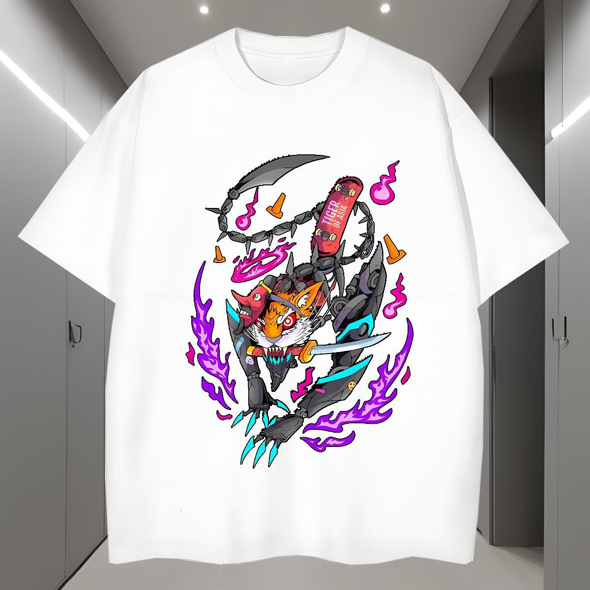 Men T Shirts 230g Cotton cartoon Hip Hop Street O Neck Short Sleeves Oversized Men Tshirts Classic Casual Cool Top Tees