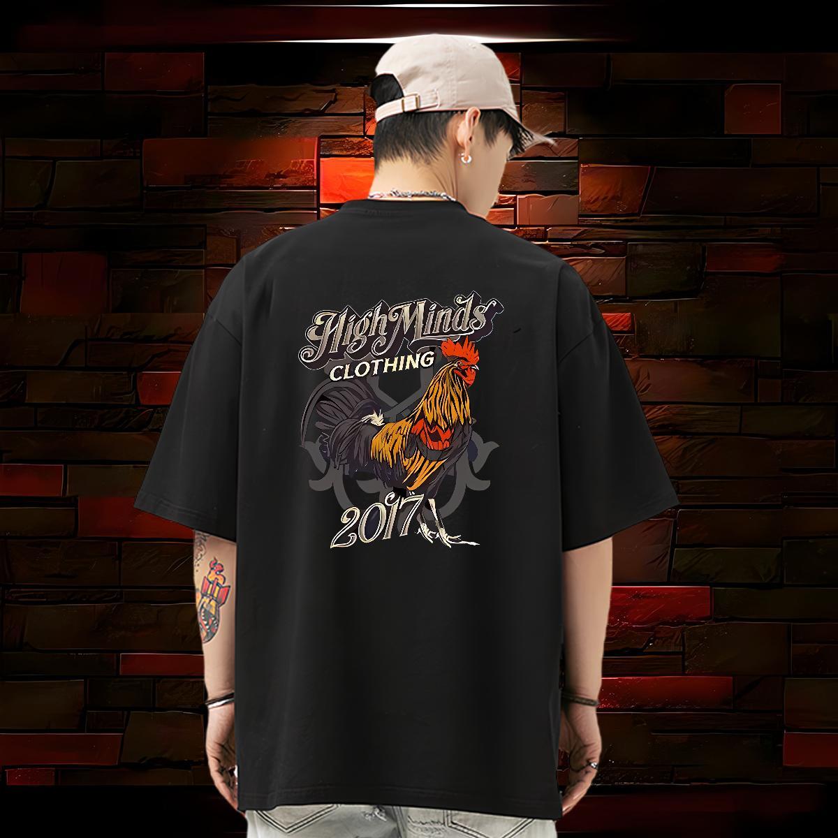 2024 Mens Tshirts chicken Casual 230g 100% Cotton Tops Tees Breathable Crew Neck TOP Quality Men T Shirts Plus Size Custom
