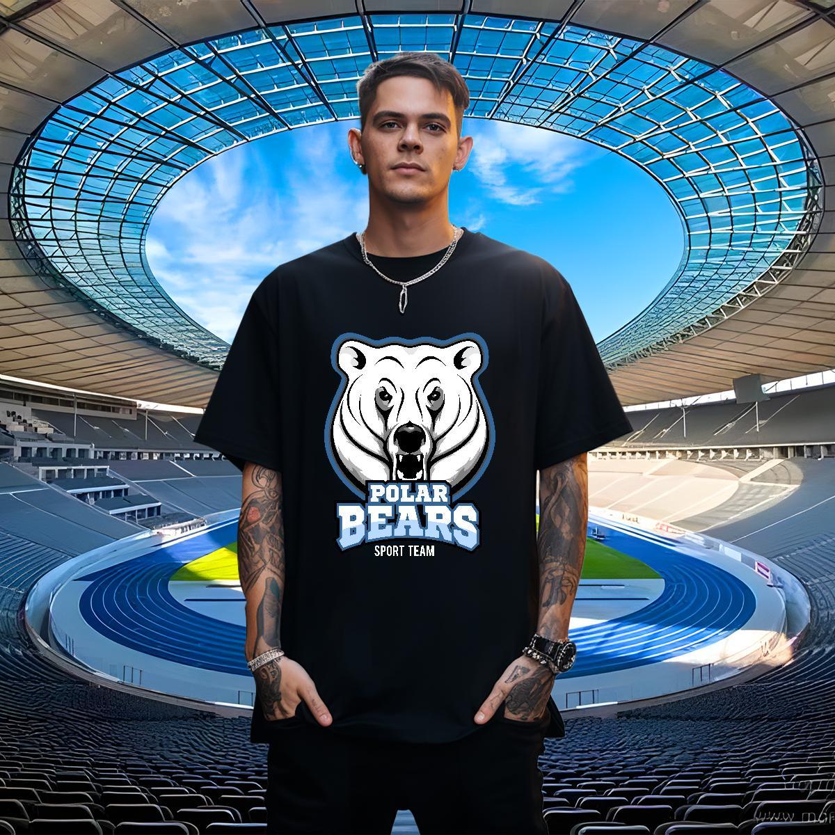 Comfortable Mens T Shirts bear Short Sleeve Soft Daily Outfit DIY Logo Oversized 100% Cotton 230g Men Clothes T-Shirt 2024 DIY Tees Shirts