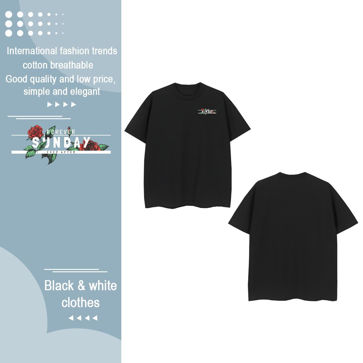 2024 Couples T Shirts flower Casual Beach 230g Pure Cotton Tops Shirt Breathable Free Shipping T Shirt For Man Customized