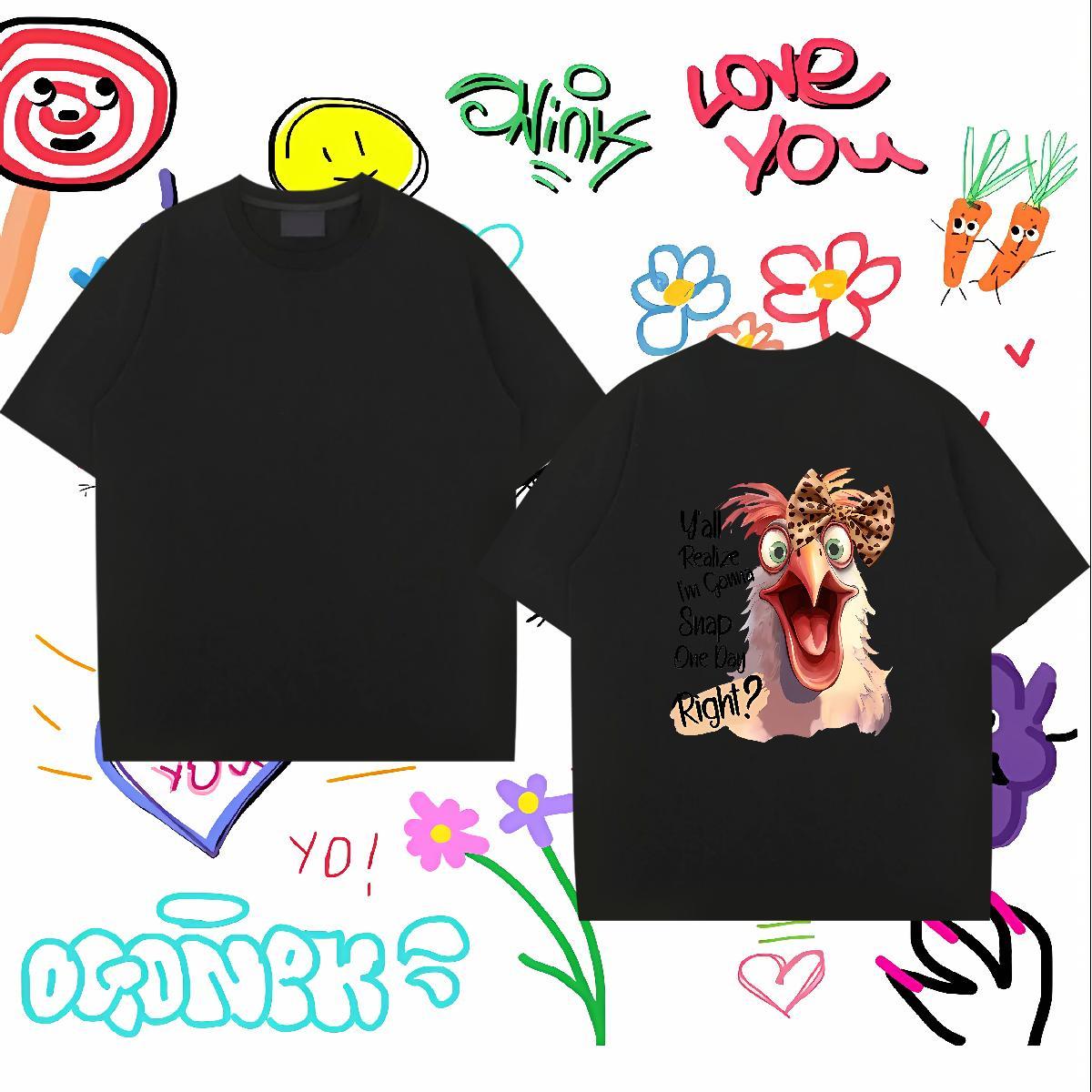 Cool Design T shirt cock Round Neck Short Sleeve Outdoor DIY 100% Cotton 230g Men Tshirts 2024 Summer Clothings