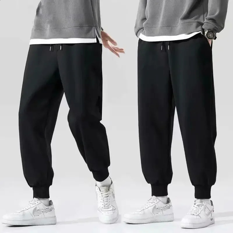 Trendy Grey Mens Loose Fit Casual Pants Korean Style Spring Autumn Sweatpants Summer Wardrobe Trousers Male 240819