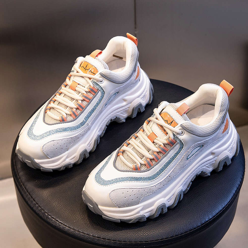 Ddmysports Absorbing Film Sole Genuine Leather Dad New Autumn Running And Sports Shoes For Women Casual Versatile S Shoe Trend OUTDOOR