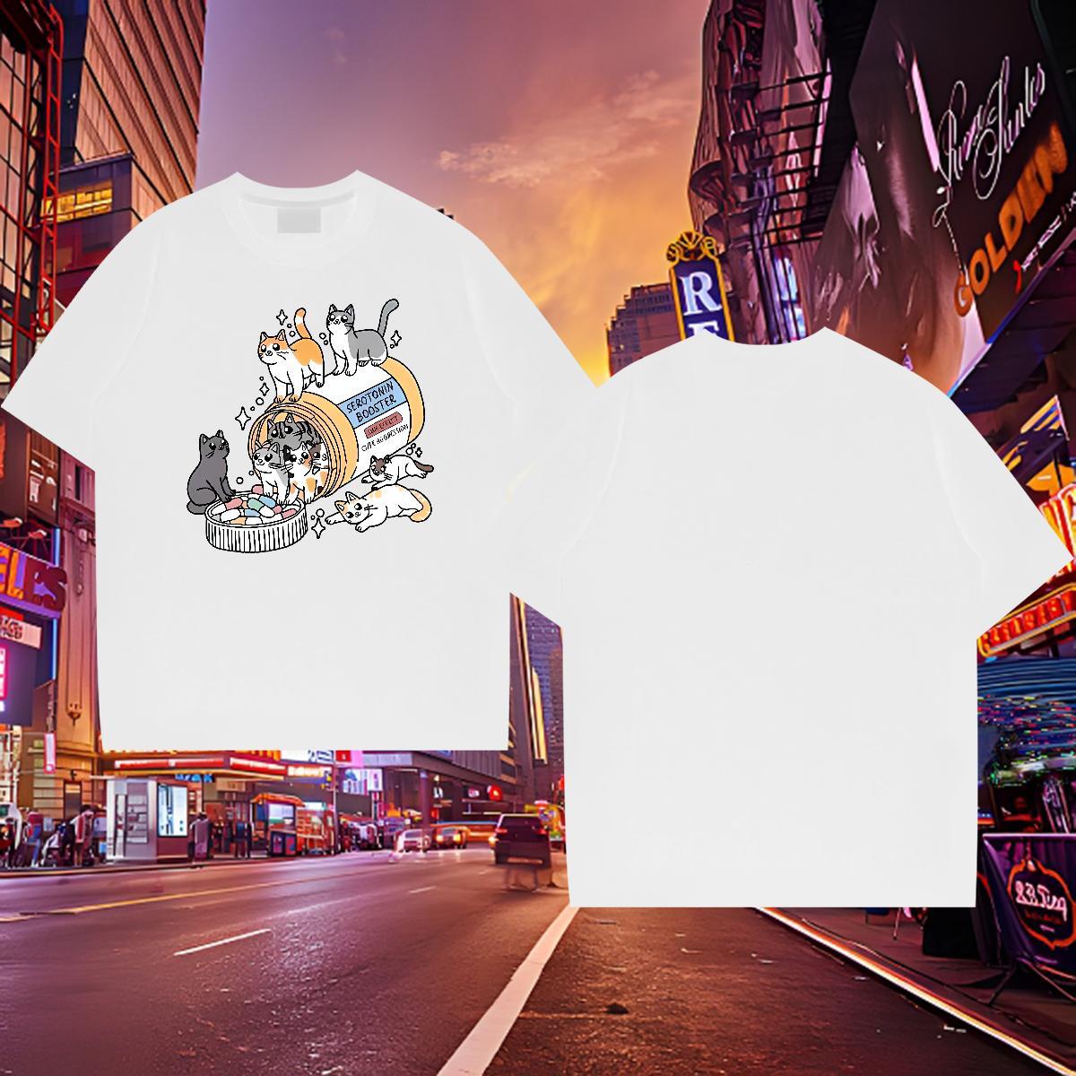 Comfortable Men T Shirts cats Pure Cotton Casual Beach Skull 230g Cotton Men Clothes T-Shirt Classic Tees Shirts