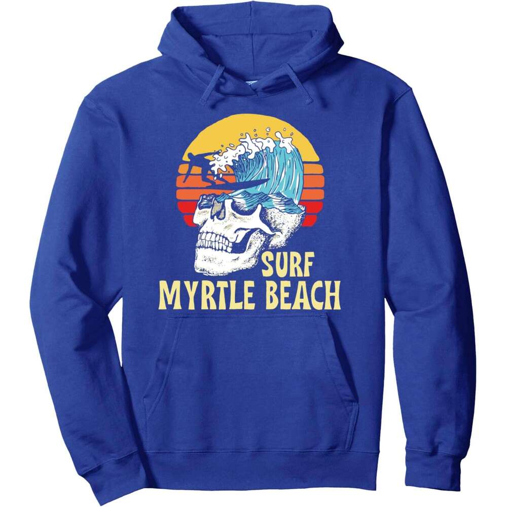 Hoodie for Mens Womens Surf Myrtle Beach Vintage Artistic Skull Surfer Wave Pullover Hoodie Hoodies sweatshirt pullover jacket Long sleeve