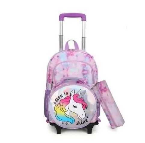 Primary School Trolley Kids Wheeled Bacpack School Bag With Wheels For Girls Primary School Trolley Bag Set Lunch Bag Pen Bag Y240820