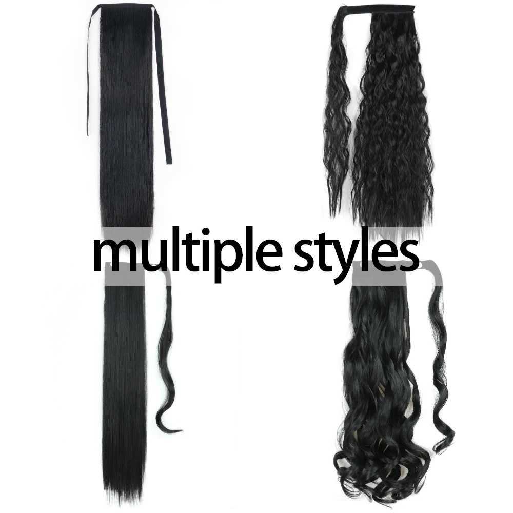 AZQUEEN synthetic 22 inch long straight ponytail wrapped clip style hair extension ponytail wig hair extension atmospheric W240817