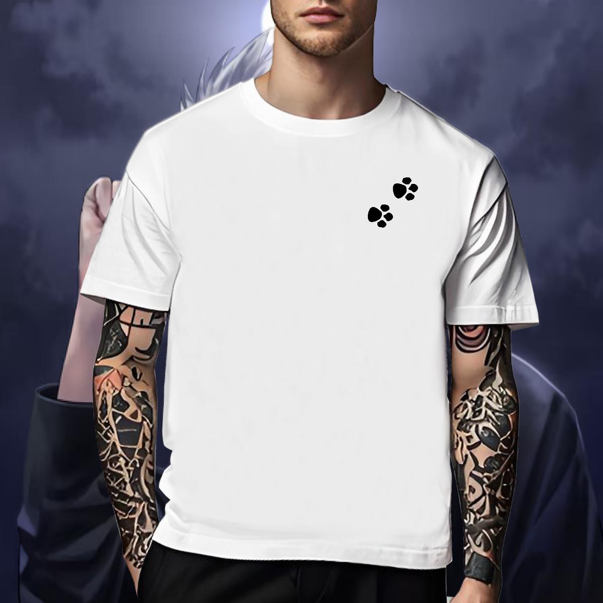 Free Shipping Mens Tshirts dog's paw Beach 230g 100% Cotton Tee Shirt Breathable Short Sleeve Loose Man T Shirts Customized Print