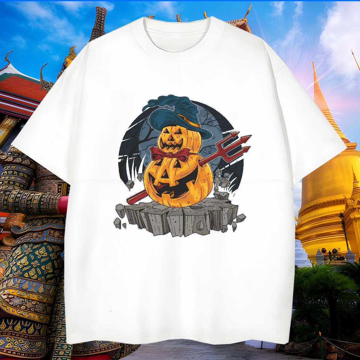 Unisex Men T Shirts pumpkin Breathable Daily Wear Custom Cartoon 100% Cotton 230g Mens Tshirts Fashion Designer Tops Tees