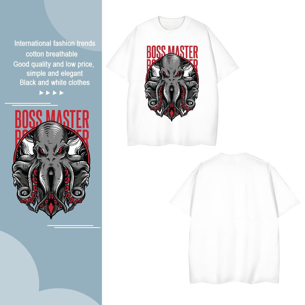 Designer Terror octopus 100% Cotton 230g Mens Tshirts Casual Pure Cotton T Shirt For Man Fashion Casual Oversized 3XL 4XL Tops Shirt