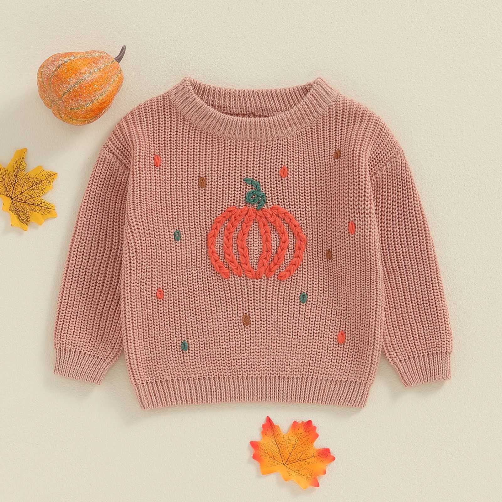 FOCUSNORM 0-4Y Little Boys Girls Halloween Sweater 5 Colors Pumpkin Embroider Long Sleeve Knitwear Pullover TopsXJ240819