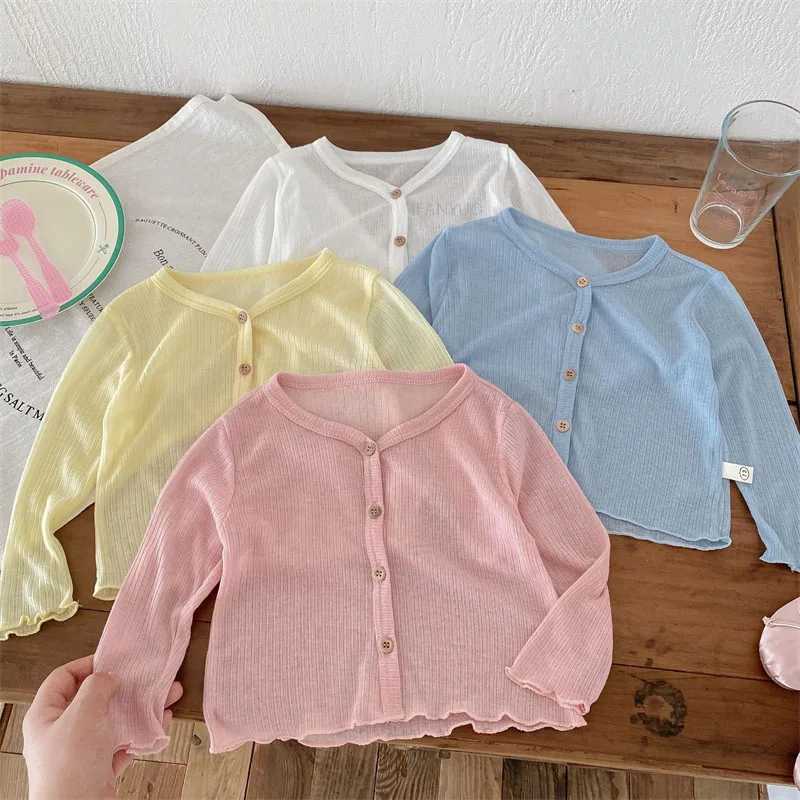 Summer Korean Children Clothing Breathable Soft Kids Casual Coat Baby Toddler Sunscreen Thin Cardigan Toddler Girls Boys OutwearXJ240819