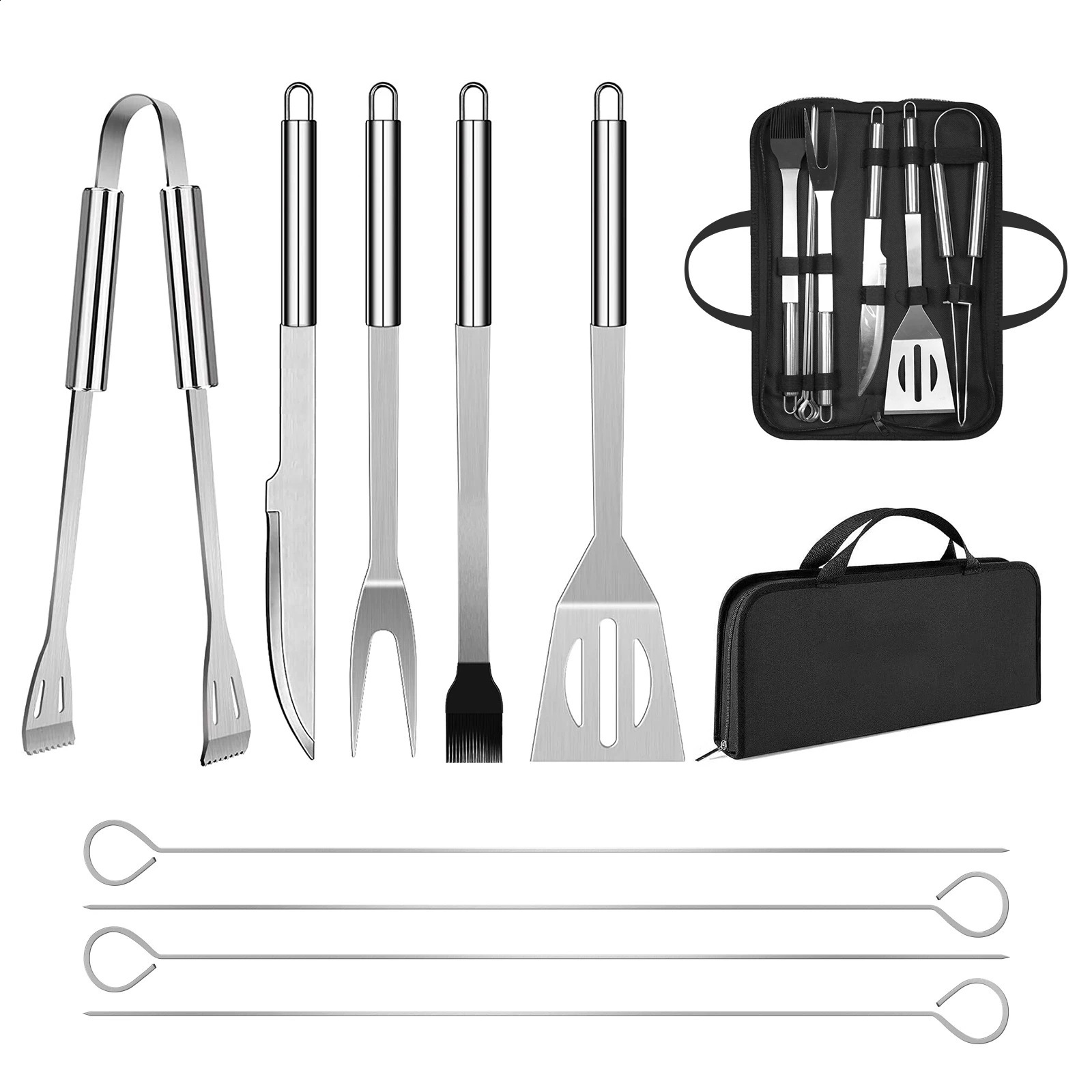 stainless steel grill set nine piece barbecue combination tool outdoor 240820